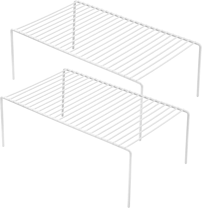 Redrubbit Large (15.7 x 9. 4 Inch) Cabinet Storage Shelf Rack, Rustproof Kitchen Counter and Cabinet Shelf, Storage Rack Organizer for Kitchen, Fridge, Cabinet, Bathroom, Set of 2 by Redrubbit