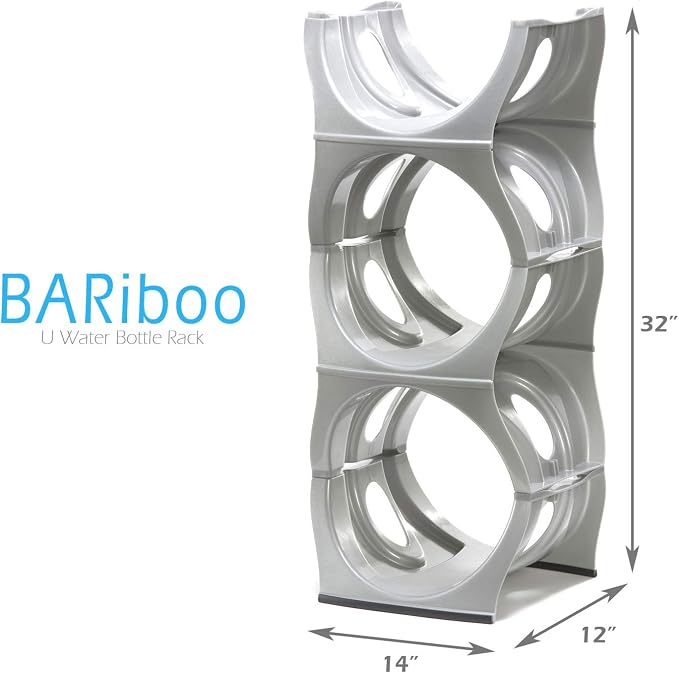 Stackable Water Bottle Storage Rack Best Water Jugs 5 Gallon Organizer. Jug Holder for Kitchen, Cabinet and Office Organizing. Reinforced Polypropylene (Silver, 3 No Shelf) - Image 2