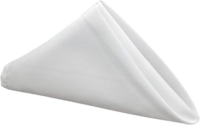 12 Pack Cloth Table Napkins/Linens - 20 Inch x 20 Inch - Easy Care 100% Spun Polyester - Cotton Like Feel - White by Marquis+Mills