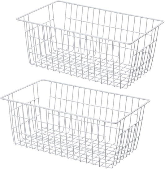 SANNO Freezer Baskets, Pantrty Storage Bins, Farmhouse Metal Wire Organizer for Kitchen Pantry Organizer 14"x11"x6" by SANNO