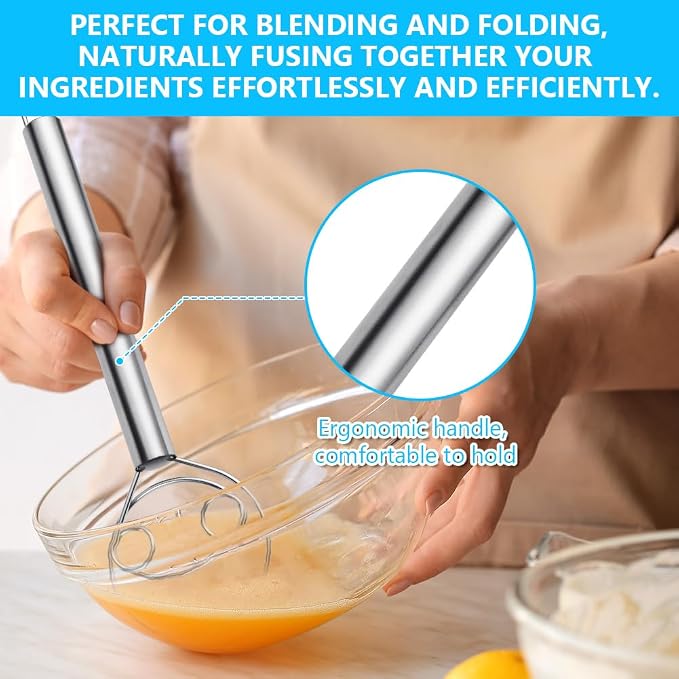 HOTUT 2 PCS 12 Inch Double Eyes Stainless Steel Danish Dough Whisk, Handheld Double Circle Flour Whisk for Whisking, Baking, Beating - Image 4