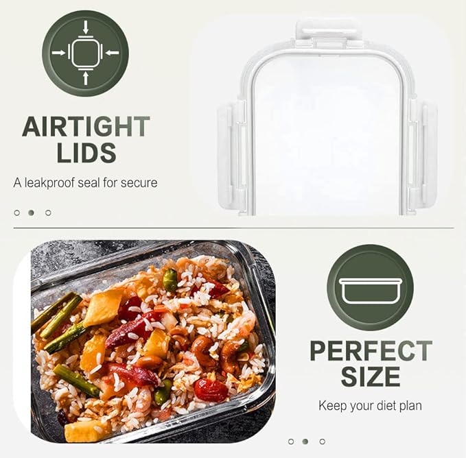 10 Packs 30 oz Glass Meal Prep Containers,Glass Food Storage Containers with Lids,Airtight Lunch Bento Boxes,Microwave, Oven, Freezer and Dishwasher,White - Image 5