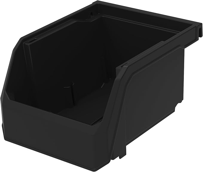 Extra-Small Stackable Plastic Storage Bins, 12-Pack, Black | Open-Front Stackable Bins For Garage, Pantry, Closet & Office, 5"L X 4"W X 3"H, Nests When Empty, Durable Plastic, - Image 6