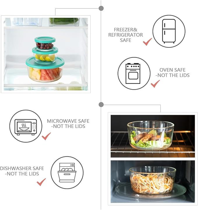AILTEC 9 pack & 8 pack Glass food storage containers with lids,Glass meal prep containers - Image 9