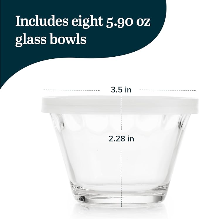 Libbey Baker’s Basics 8-Piece Cupcake Party Glass Baking Dish Set with Lids, Round Small Glass Bowls, Prep Bowls for Cupcakes, Mini Pot Pies, and More - Image 3