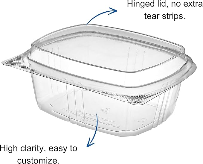 12oz Tall Dome RPET Clear Hinged Lid Deli Container- 200Pcs - Image 4