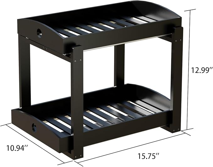Bamboo Under Sink Organizer 2 Tier Pull Out Cabinet Storage Drawer - Image 3