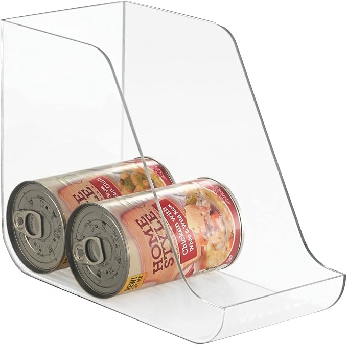 mDesign Can Organisers for Pantries, Fridge Drawers & Fridge Shelves - Kitchen Storage Solutions - for up to 7 Cans of Soda, Food, or Soups - Kitchen Accessories — Pack of 2 - Clear - Image 8