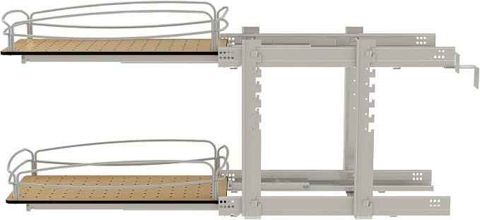 Rev-A-Shelf 2 Tier Pull Out Kitchen Cabinet Storage Organizer with Solid Bottom & Undermount Soft-Close Full Extension Slides, 54BK-12SC-2-1 - Image 8