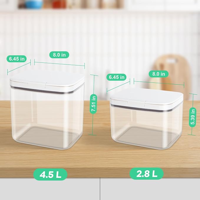 2 Pack Flour Sugar Storage Containers with Pop-to-Flip Lid 2.9 Qt + 4.75 Qt | Airtight Rice Container BPA Free Dog Food Holder Dog Treat Storage Kitchen Organizers - Image 4
