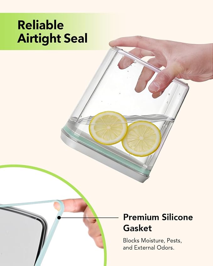 Airtight Food Storage Containers Set with One-Touch Lid, 2-Pack (4.22 QT / 4.0 L) Tall Stackable Durable PET for Bulk Rice, Flour & Baking Essentials Organizer. - Image 3