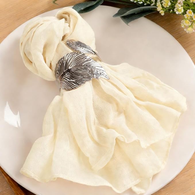 Cloth Napkins Set of 40 21"x21" Reusable Cheesecloth Napkins Bulk Beige | Boho Rustic Dinner Napkins Washable Gauze Table Napkins Cloth Hemmed Edges for Wedding Bridal Shower Family Gathering Decor by MLMC