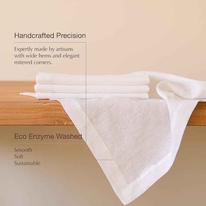 KNOKNO Rustic Hemp Linen Napkins – 18 x 18 Inch, Set of 4 | Handmade Organic 3-Month Growth Hemp Cloth Napkins, Durable & Reusable for Dining, Parties & Weddings - Image 2