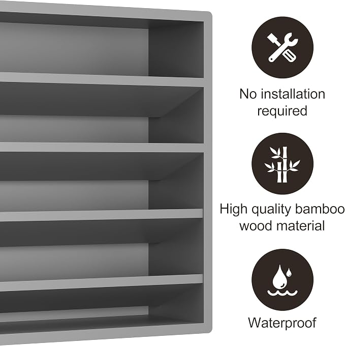 Orimade 4 Tier Spice Rack Organizer for Cabinet, Freestanding Bamboo Seasoning Rack for Countertop, Cupboard, Pantry, Kitchen, 13.18 x 4.13 x 12.2 inches(Spice Jars Not Included), Grey - Image 4