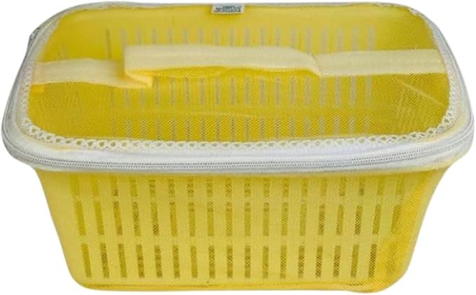 Go Hooked Multipurpose Plastic Storage/Gift Basket With Net Cover | Stylish Basket With Zip Net Cover Pack of 2 Versatile Practical Solutions Convenient Storage Maximize Space (Yellow) - Image 7