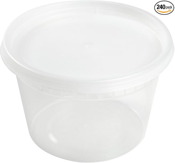 AmerCare 16 Ounce Clear Deli Container with Lid Combo, Case of 240 by AmerCareRoyal