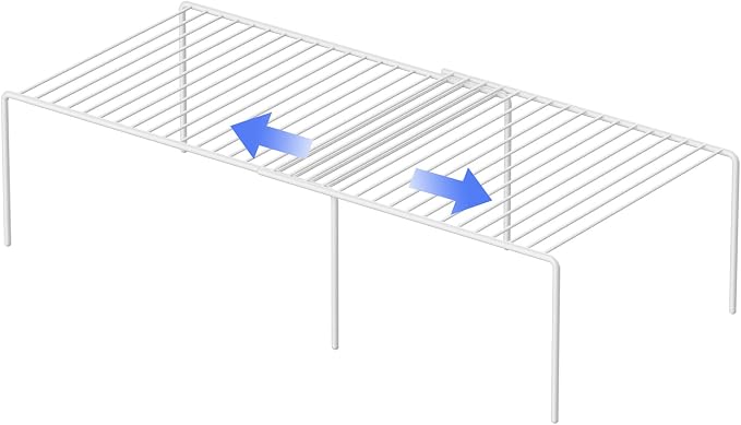 Redrubbit Cabinet Storage Shelf Rack, Expandable Metal Rustproof Kitchen Counter and Cabinet Shelf, Storage Rack Organizer Space Saver for Kitchen, Fridge, Cabinet, Bathroom, White by Redrubbit