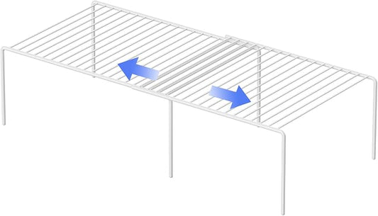 Redrubbit Cabinet Storage Shelf Rack, Expandable Metal Rustproof Kitchen Counter and Cabinet Shelf, Storage Rack Organizer Space Saver for Kitchen, Fridge, Cabinet, Bathroom, White by Redrubbit