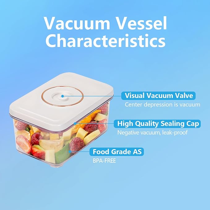 Vixino Vacuum Sealer for Food, Compact Handheld Vacuum Sealer Machine with 3 Containers, Seals Liquids & All Foods, Portable for Sous Vide, Travel,Camping, Kitchen, Gifts - Image 7