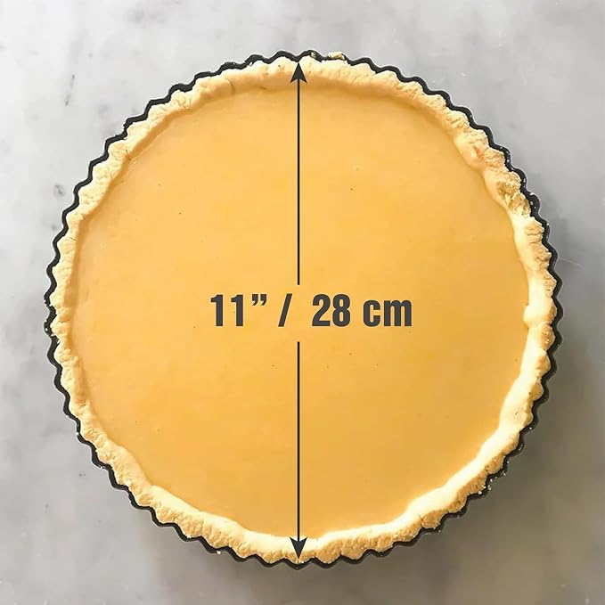 MGE - Dish Pie Pan - Deep Quiche Lorraine Pie Pan - Tart Pans with Removable Bottoms - Tarte Tatin Mould - Detachable Apple Cake Mould - Quiche Baking Dish (11 inch) - Image 2