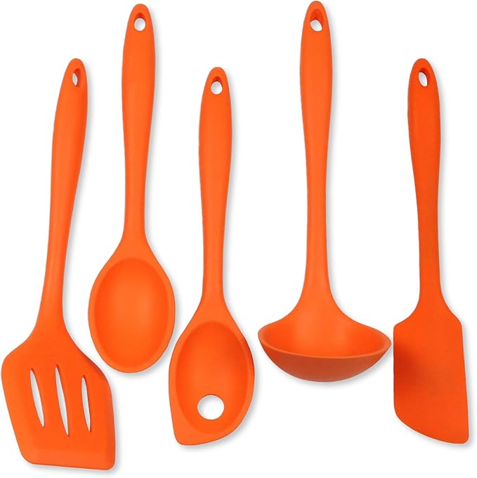 Chef Craft Premium Silicone Kitchen Tool and Utensil Set, 5 Piece, Orange by ChefCraft