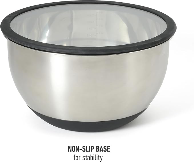 Calphalon Mixing Bowl Set, Stainless Steel Mixing Bowls With Lids, 3-Piece Stainless Steel Mixing Bowls with Glass Lids & Non-Slip Silicone Base, Prep and Storage Bowls Dishwasher Safe - Image 7