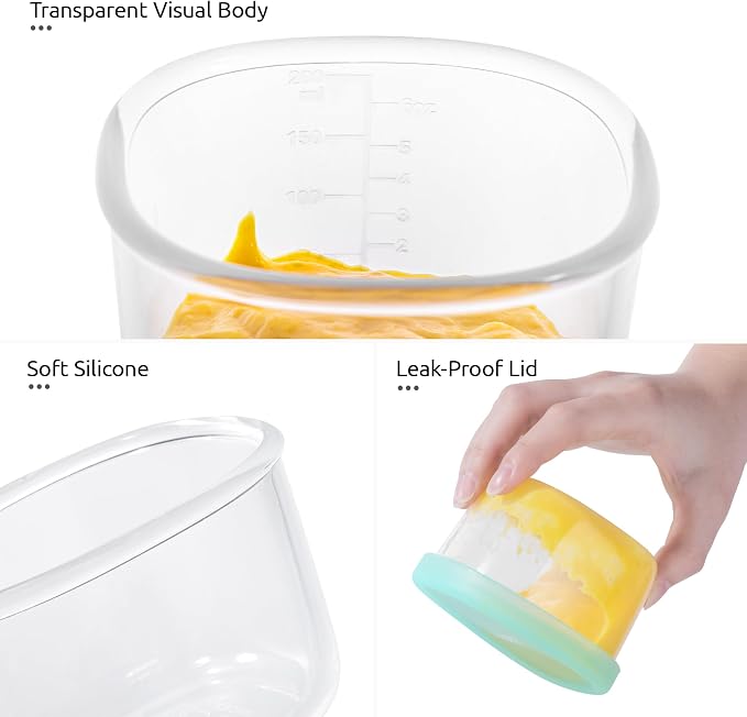U-Taste Silicone Container with Lids, Small Mini Food Storage, 6oz * 2 | Food Grade Liquid Silicone, Leak-Proof Airtight Lids, Freezer & Microwave Safe, Mini Sauce Tupperware with Clear Measurements - Image 6
