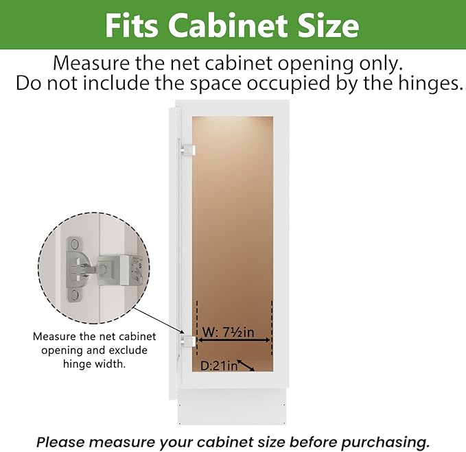 Pull Out Spice Rack Cabinet Organizer (7" W X 20½" D),3 Tier Slide Out Drawer for Narrow Cabinet, Pull Out Shelves Under Cabinet Storage for Kitchen - Image 4