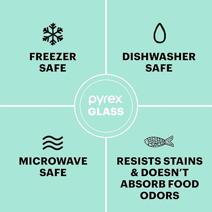 Pyrex Freshlock (4-Pack) Mixed Sized Glass Food Storage Containers Set | Meal prep containers with airtight locking lids, meal prep, dishwasher & microwave safe - Image 6