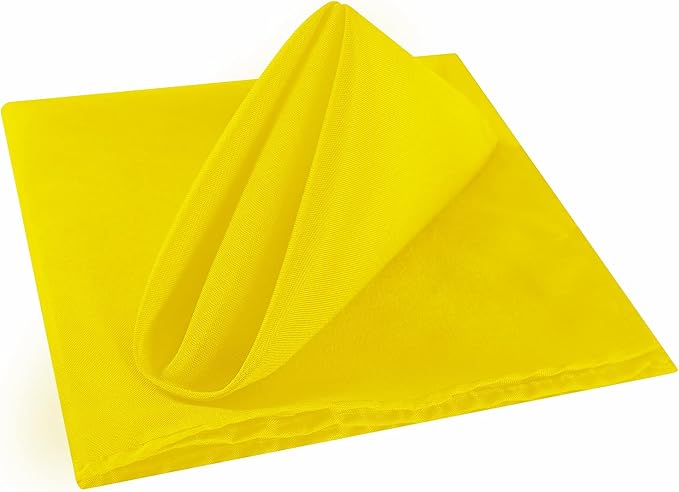Cloth Napkins 17x17 inch Washable Polyester Dinner Napkins Soft Table Napkins for Wedding Party Dining Banquet(Yellow,12PCS) - Image 2