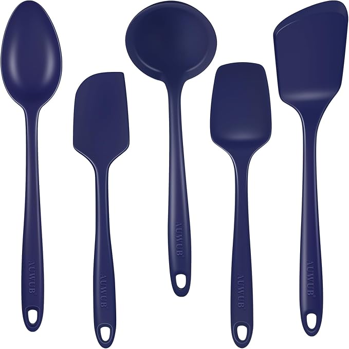 5PCS Silicone Kitchen Utensils Set, Heat Resistant Spatula Set | Cooking Tools Made of Food Grade BPA Free Silicone, Heat Resistant Design Protects Nonstick Cookware for Everyday Meals by AUWUB