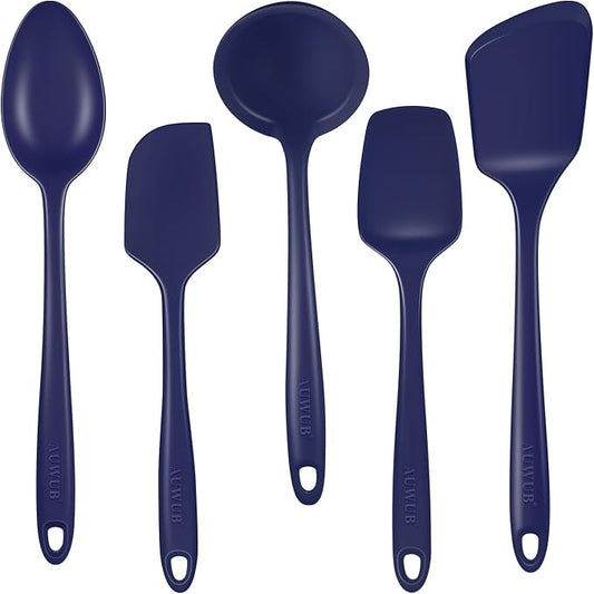 5PCS Silicone Kitchen Utensils Set, Heat Resistant Spatula Set | Cooking Tools Made of Food Grade BPA Free Silicone, Heat Resistant Design Protects Nonstick Cookware for Everyday Meals by AUWUB
