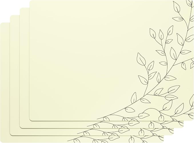 Royalty Art Boho Placemats, Set of 4, Ivory, Non-Slip Cork Backed | Wipeable heat resistant surface, kitchen and dining table protection, floral farmhouse pattern - Image 2