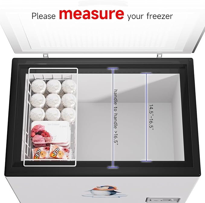 Slideep Chest Freezer Organizer Bins 16.5 Inch, Deep Upright Freezer Baskets Metal Wire Storage Container for Kitchen, White, Set of 2 - Image 4