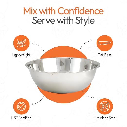 Tiger Chef Heavy Duty Mixing Bowl 30 Quart All-purpose Mixing Bowls for Home and Commercial Use - Best Prep Bowls for cake mixtures, dough’s, salads, pastas, dressings Stainless Steel - 2 Pack - Image 2