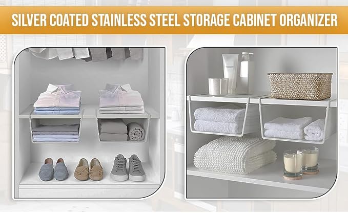 YBM Home Under Shelf Basket (6-Pack) Mesh Stainless Steel Storage Under Cabinet Hanging Basket Rack Maximize Space in Cabinets, Pantry Room, Bathroom, Laundry Room, and More, 1131 - Image 2