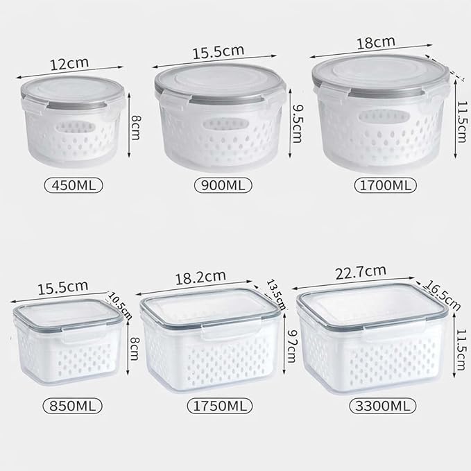 4-in-1 Produce Saver Containers - Fresh Berry Keeper with Removable Colander & Airtight Lid - Stackable Fruit and Vegetable Fridge Organizer Bins - BPA-Free Plastic Food Storage (4pcs) - Image 5