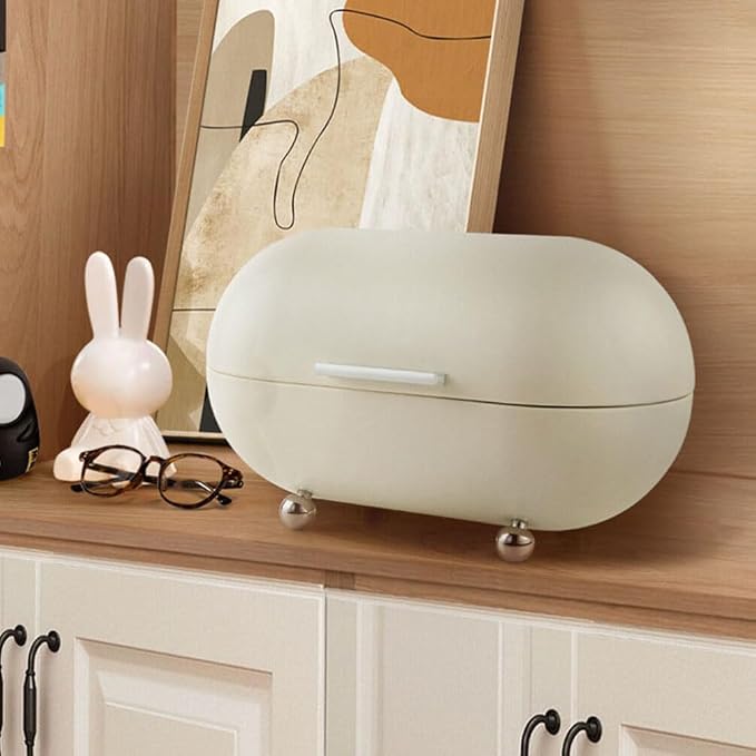 IMIKEYA Metal Bread Box Bin, 34x20cm Multi-purpose Sundries Storage Container Bread Holder Dessert Saver Dispenser for Kitchen Countertop Pastry Kitchen Pantry Organizer - Image 4
