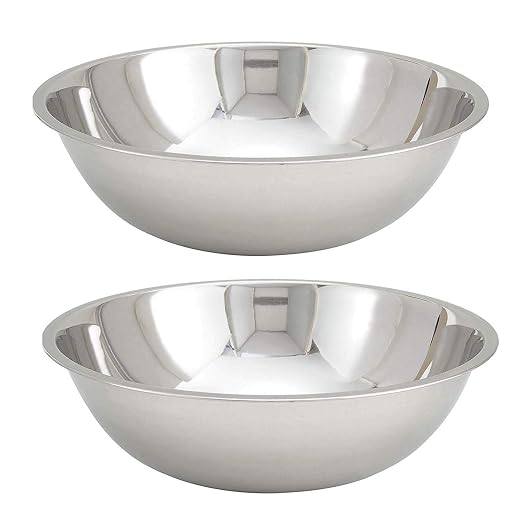 Tiger Chef Heavy Duty Mixing Bowl 16 Quart All-purpose Mixing Bowls for Home and Commercial Use - Best Prep Bowls for cake mixtures, dough’s, salads, pastas, dressings Stainless Steel - 2 Pack by TigerChef