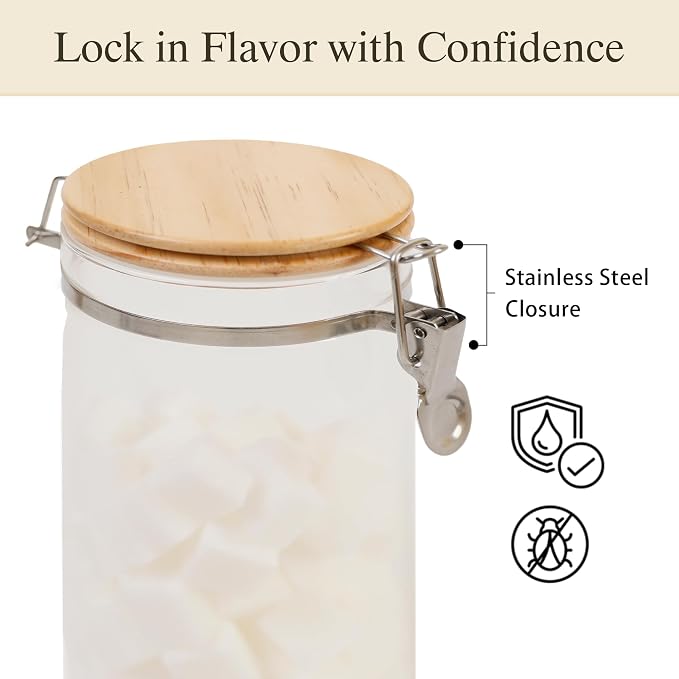 Glass Coffee Canister Set with Shelf & Spoon 2 Piece Coffee Containers for Coffee Bean Storage Airtight Seal, Coffee Bar Accessories Filter Holder for Kitchen Organization - Image 7