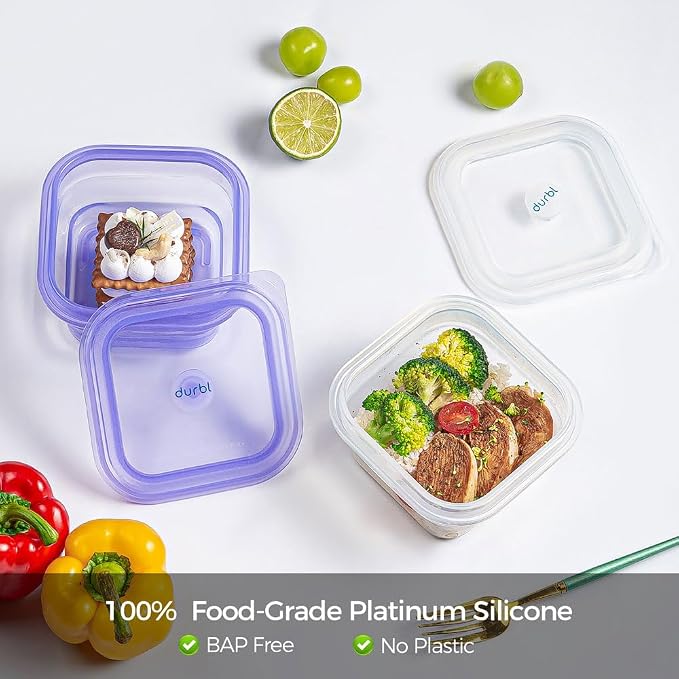 Collapsible Silicone Food Storage Containers with Silicone Airtight Lids-3 Pack (Clear), Reusable Stacking Lunch Boxes, Kitchen Stacking Container Set for Microwave Freezer Dishwasher Safe… - Image 6