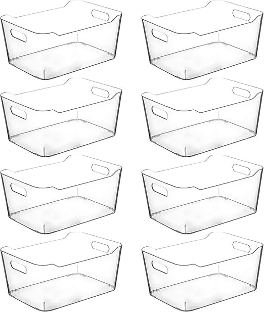 CONTROL KITCHEN Clear Plastic Storage Bins for Kitchen Organization or Pantry Organizers and Storage, Freezer Organizer Storage Containers Bin for Organizing Refrigerator Cabinet Organizers (8, Large) by CONTROLKITCHEN