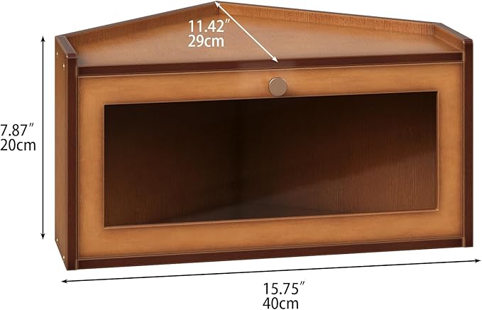 Trironsun Corner Bamboo Bread Box for Kitchen Counter Large Rustic Bread Storage Container with Acrylic Door Space-Saving Vintage Bread Keeper for Homemade Bread (Brown) - Image 5