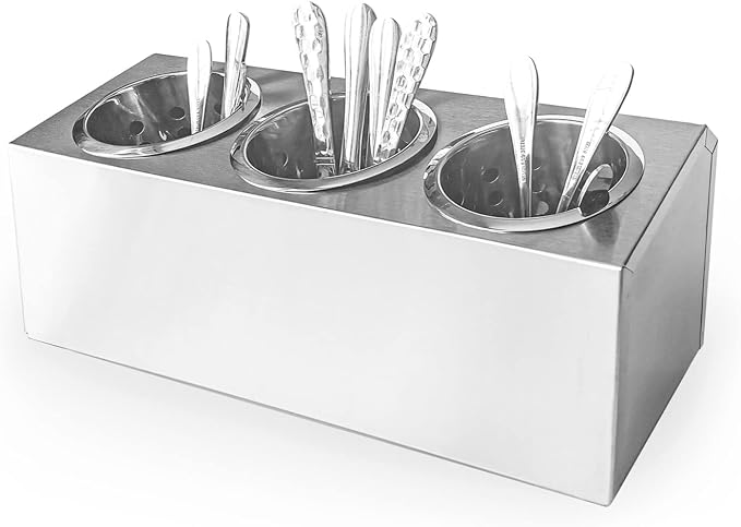 Flatware Organizers Stainless Steel Cylinder Flatware Silverware Utensil Holder Organizer Caddy (3 holes) - Image 4