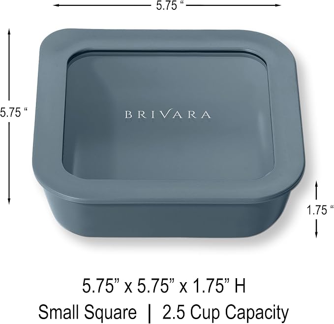 Glass Food Storage Container with Lid, 2.5-Cup Small Square | Microwave-Safe Airtight Lid, Oven-Safe Ceramic-Coated Glass | Zero Plastic, No PFAS/PFOA/BPA, Reusable [Dusk] - Image 2
