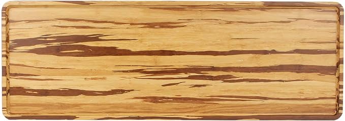 BambooMN Rectangular Nested Bamboo Serving Tray - Tiger Stripe - 26 x 9 x 0.75 by BambooMN