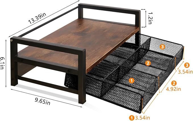 Tea Bag Organizer with 6 Compartments, Extra Large Countertop Tea Holder | Wooden Tea Holder, 6 Compartment Tea Drawer Caddy, Countertop Coffee & Tea Station Organizer for Kitchen & Office - Image 2