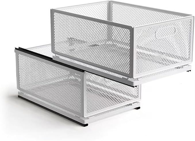 Pull Out Cabinet Organizer, Slide Out Drawers Fixed with Adhesive Nano Film, Pantry Shelves Sliding Drawer Storage Organization for Kitchen (Double Layer 15.7 * 9.4 * 16.6inch/40 * 24 * 42.4cm) by Unknown
