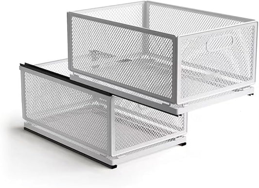 Pull Out Cabinet Organizer, Slide Out Drawers Fixed with Adhesive Nano Film, Pantry Shelves Sliding Drawer Storage Organization for Kitchen (Double Layer 15.7 * 9.4 * 16.6inch/40 * 24 * 42.4cm) by Unknown