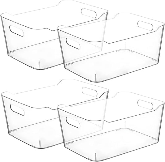 Clear Storage Bins, Pantry Organizers and Storage Containers Fridge Organizer Bins Kitchen Organization Cabinet Organizer Bin for organizing Cleaning Supplies Home Kitchen Refrigerator Containers by CONTROLKITCHEN